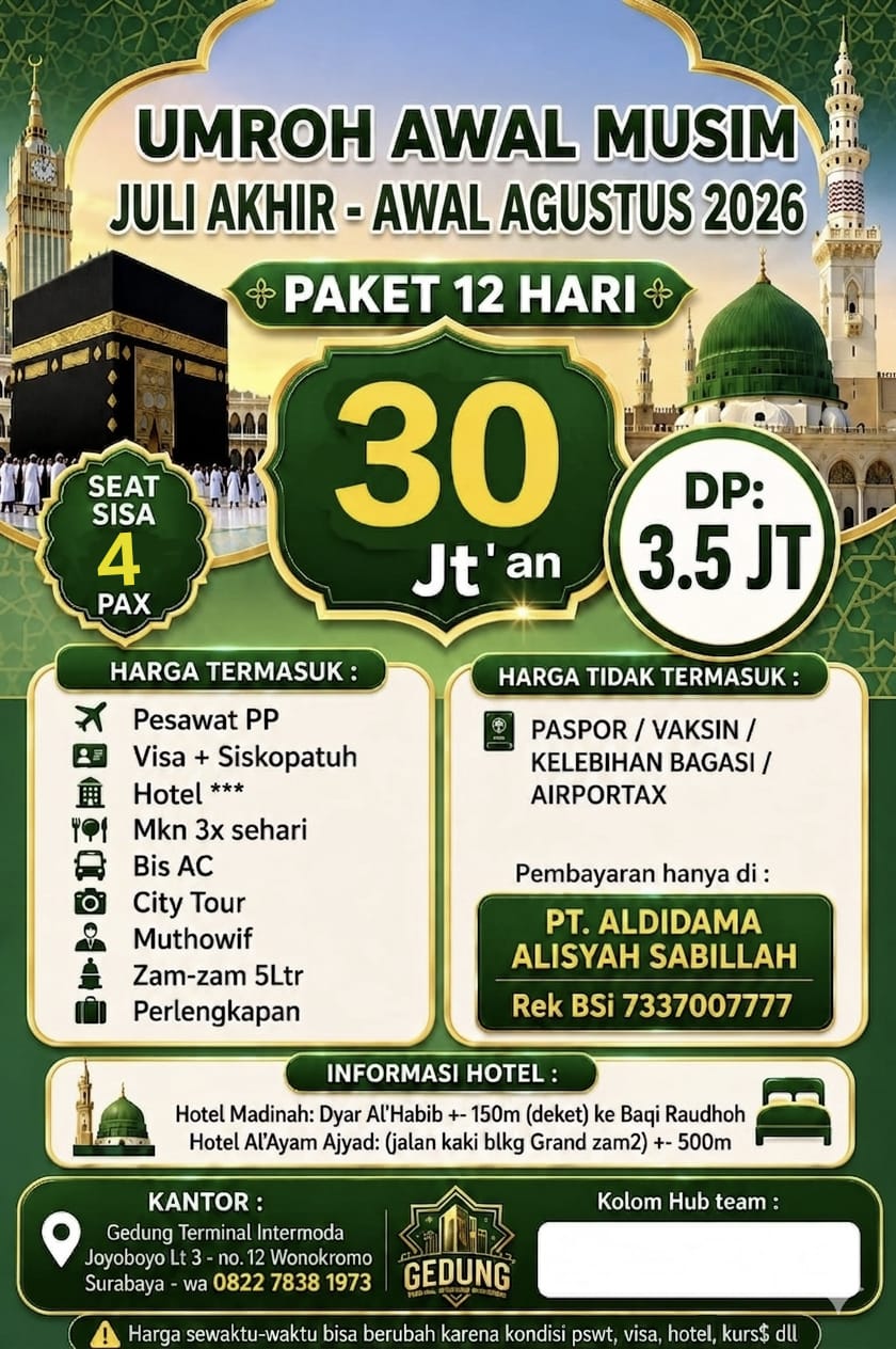 Paket Umroh Juli Agustus 2026